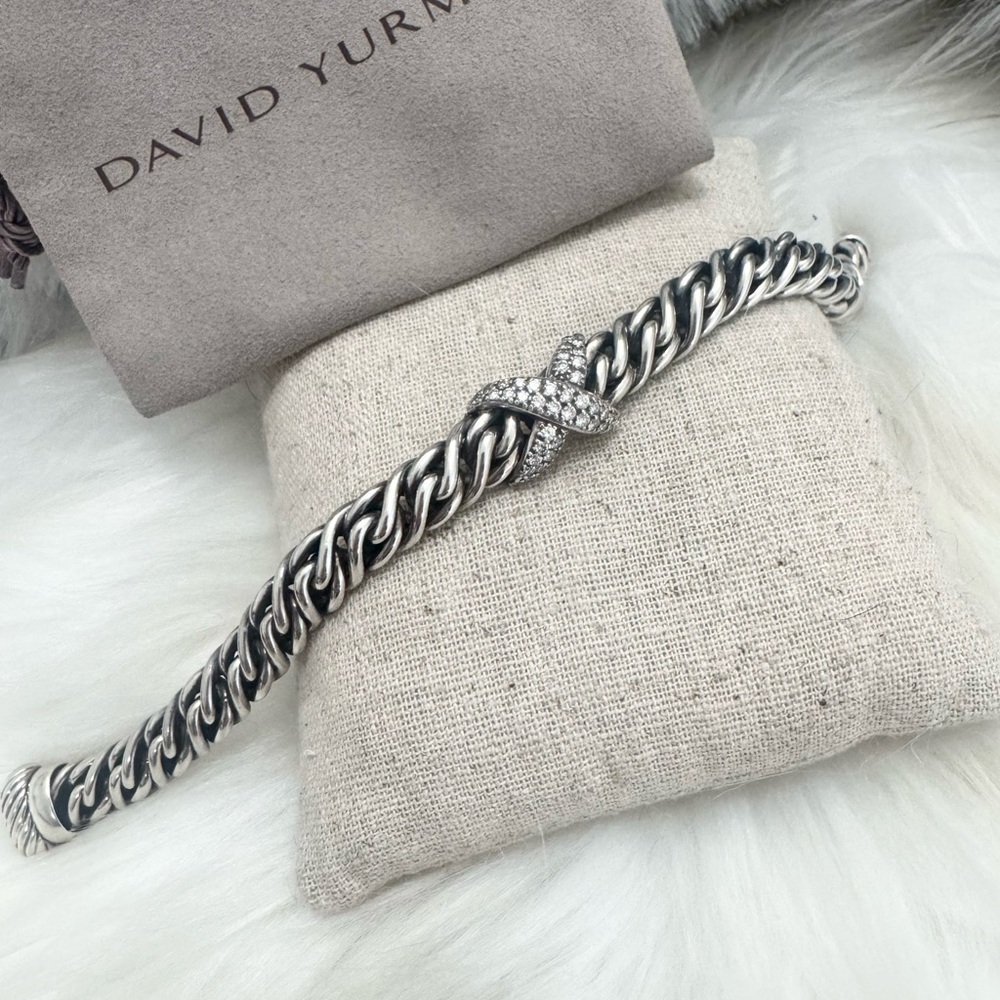 David Yurman Diamond X Lyrica Bracelet .925 - Picture 7 of 11
